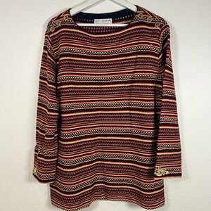 VTG St John Collection Santana Knit Sweater Size 10 Gold Button Old Money Preppy
